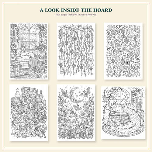 Curious Things | The Wayward Hoard 34-Page Printable Fantasy Coloring Book