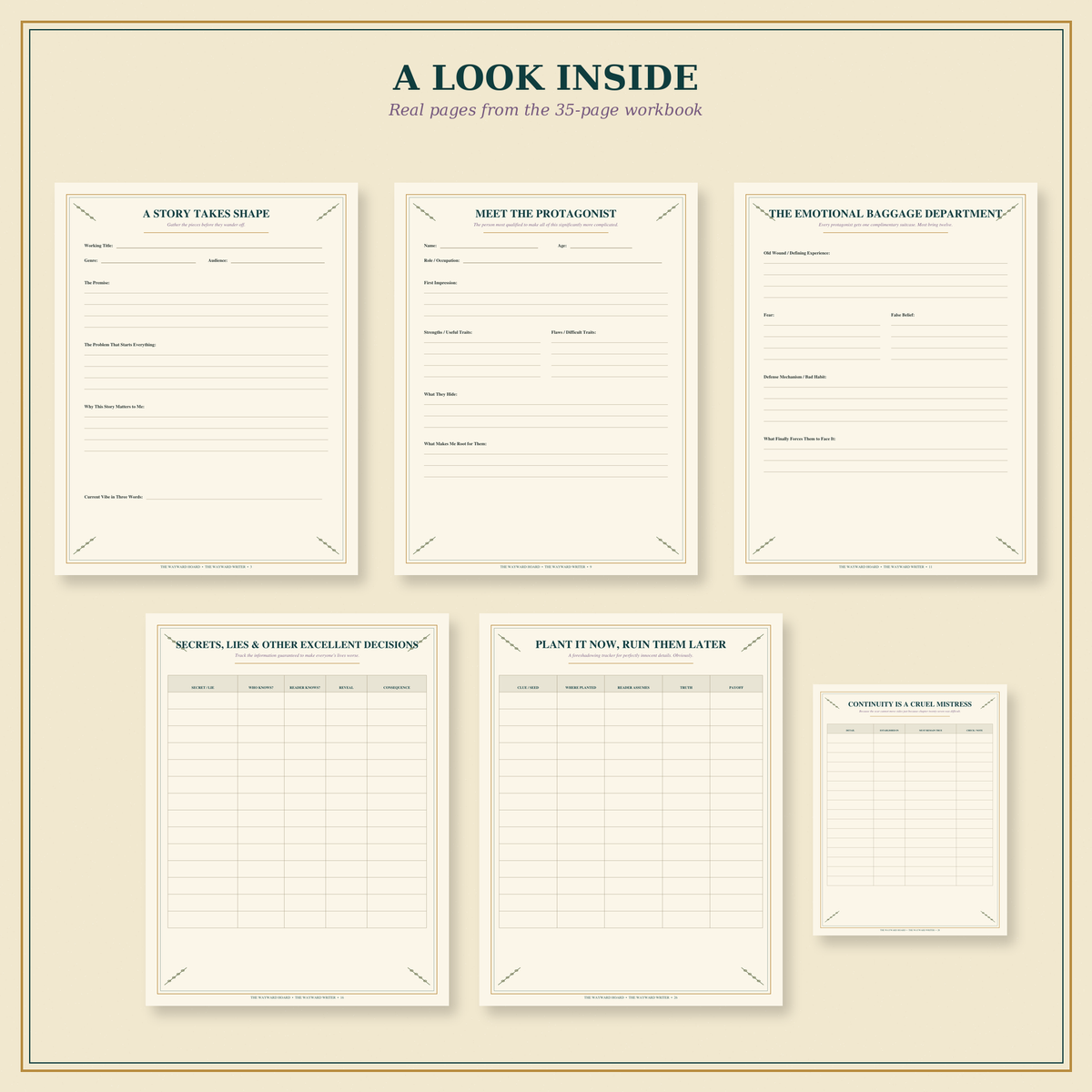 The Wayward Writer | 35-Page Novel Planning Workbook & Printable Writing Planner