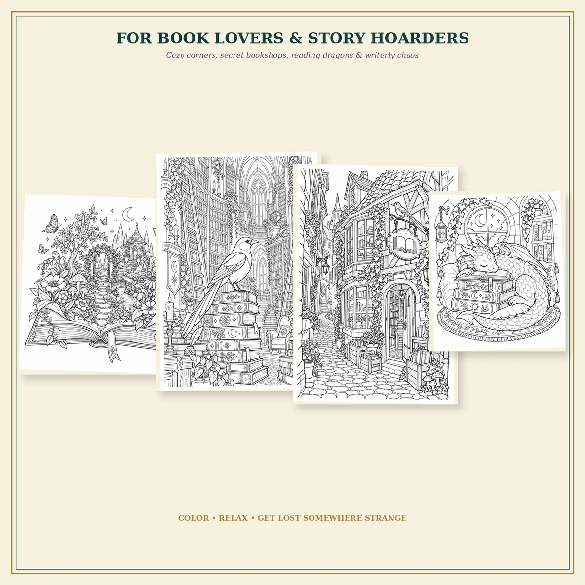 Curious Things | The Wayward Hoard 34-Page Printable Fantasy Coloring Book