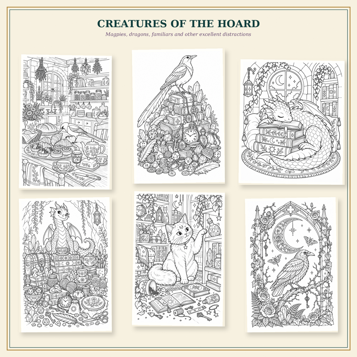 Curious Things | The Wayward Hoard 34-Page Printable Fantasy Coloring Book