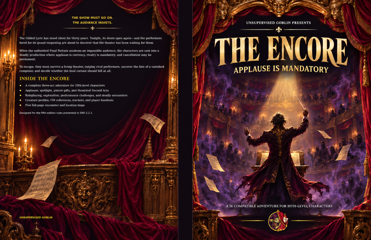 The Encore: Applause Is Mandatory | 5E Adventure & Printable Map Bundle